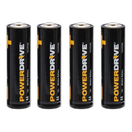 Powerdrive Alkaline Battery, AA 1.5V DC 4 PK LDR64B